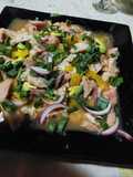 Ceviche de salmón blanco atún rojo y salmón rosado