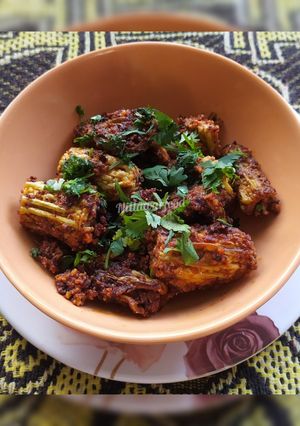 A picture of Stuffed karela with besan.