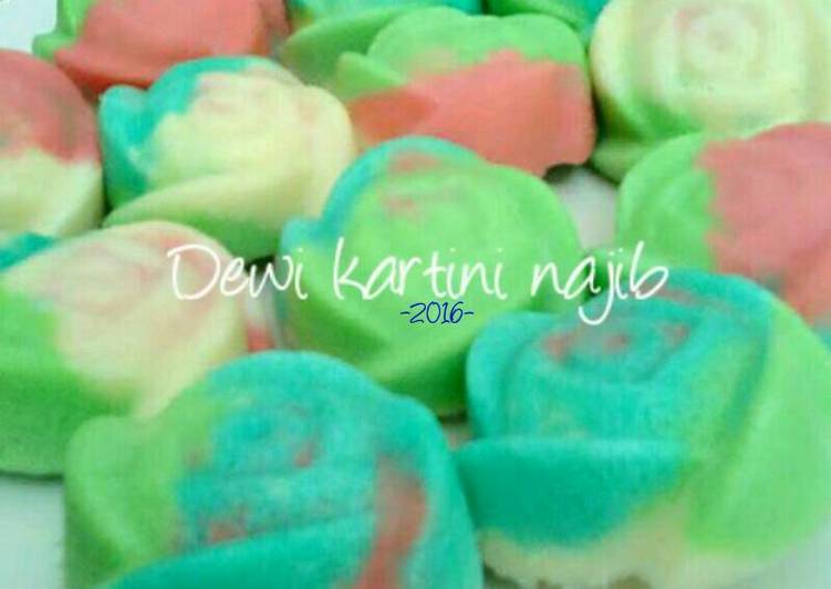 Resep Bolu mawar warna warni Anti Gagal