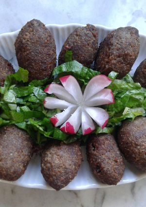 A picture of Fried Kibbeh Patties.