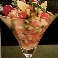 A picture of Cucumber tomato chat.