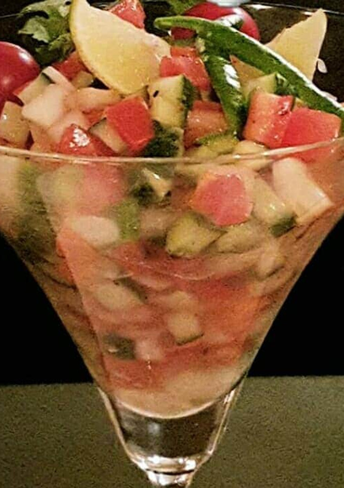 A picture of Cucumber tomato chat.