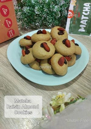 Foto resep Matcha Raisin Almond Cookies Gluten Free