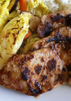 A picture of Pork with Miso Sesame Sauce.