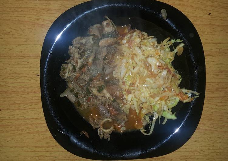 Steps to Prepare Quick Matumbo with fried cabbage