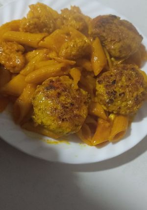 صورة لوصفة معكرونة بكفتة الدجاج🐔