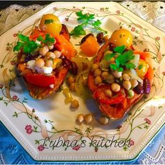 Mediterranean Baked Sweet Potatoes A picture of Mediterranean Baked Sweet Potatoes.