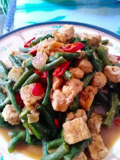 Foto resep Tumis kacang panjang dan tempe