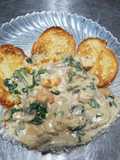 Blackened chicken and shrimp fondue