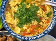 A picture of egg tomato soup