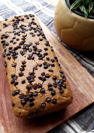 A picture of Chocolate Chip Coffee loaf cake (Eggless).