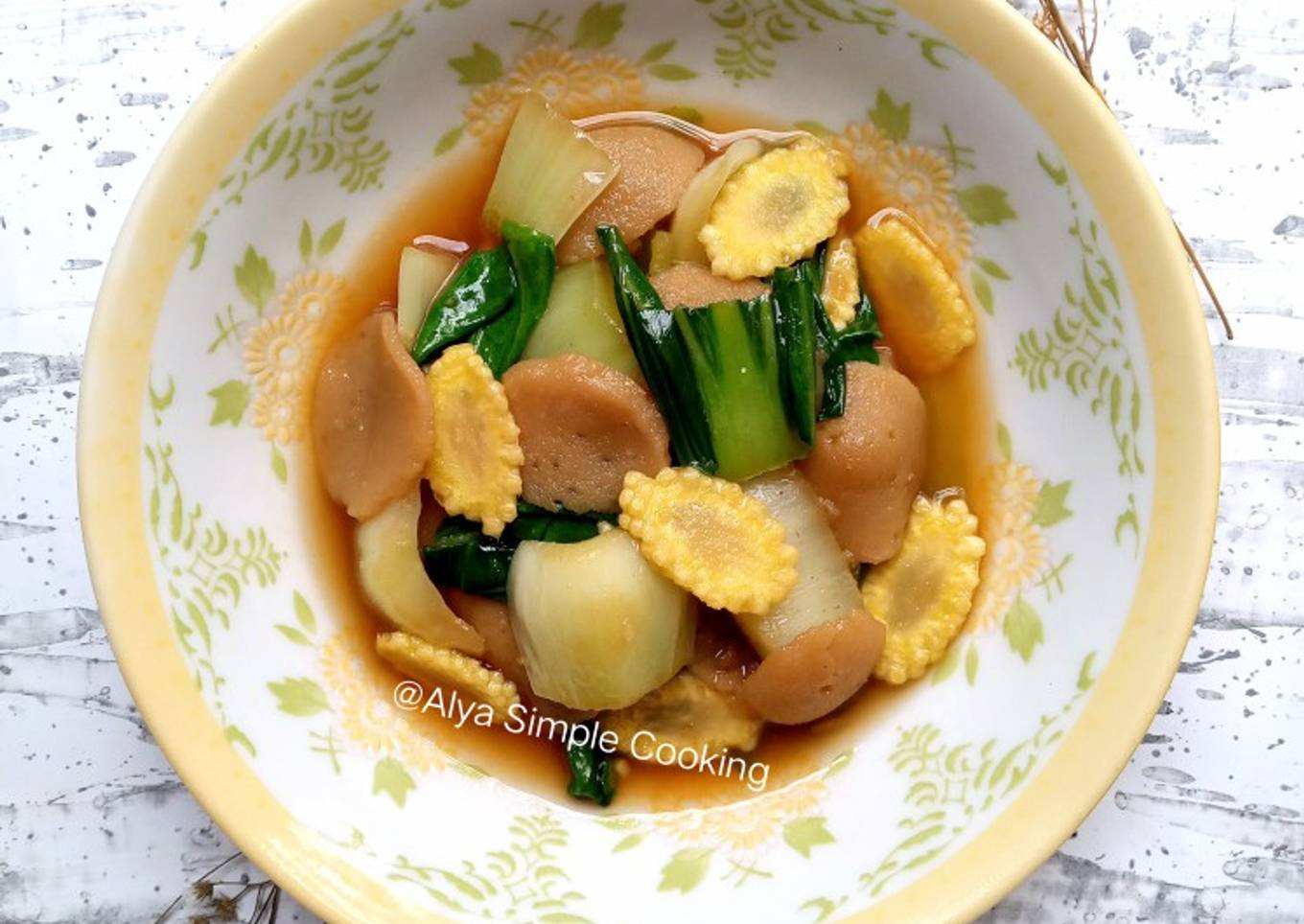 Tumis Pakcoy, Baby Corn, dan Bakso