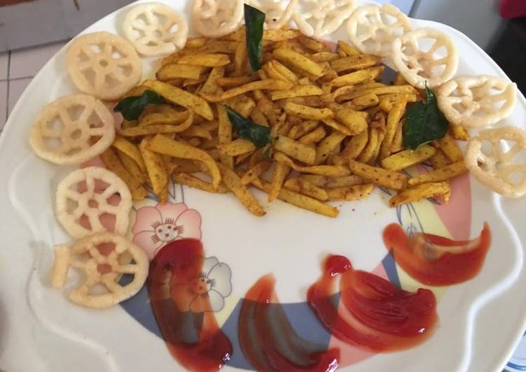 Masala French fries with ketchup