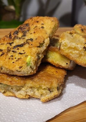 Una foto de Milanesas de zucchini empanado con Fariña