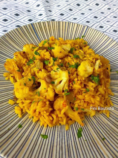 Una foto de Arroz con anchoas y coliflor al horno