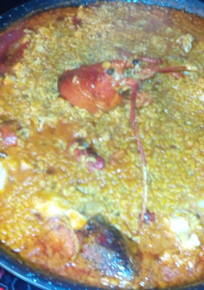 Una foto de Arroz con bogavante y langostinos 
