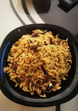 O poză a rețetei Orzo cu vită.