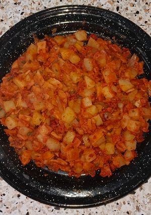 Una foto de Migas enchorizadas con papa 🥔