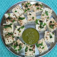 A picture of Samak and Sabudana Dhokla - Soft Bites, Satvik Vibes.