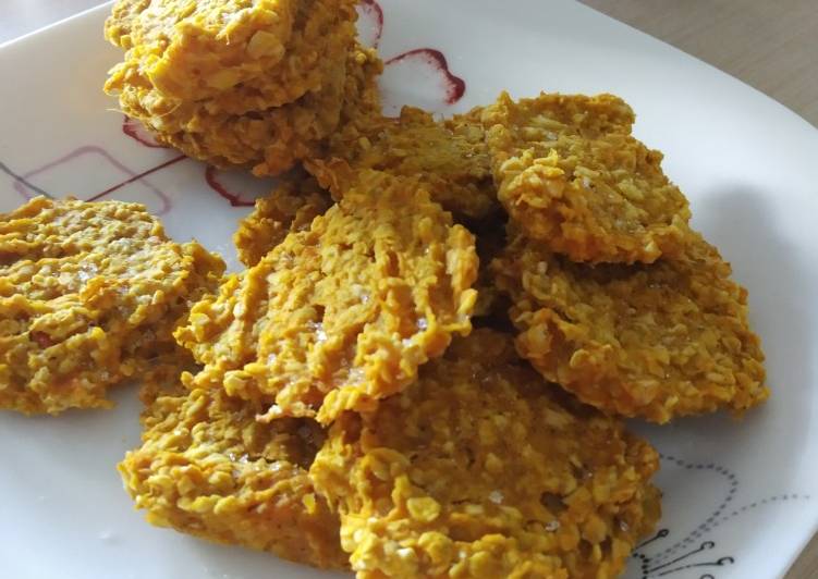 Langkah Mudah untuk Menyiapkan Cookies labu kuning oat 3 bahan Anti Gagal