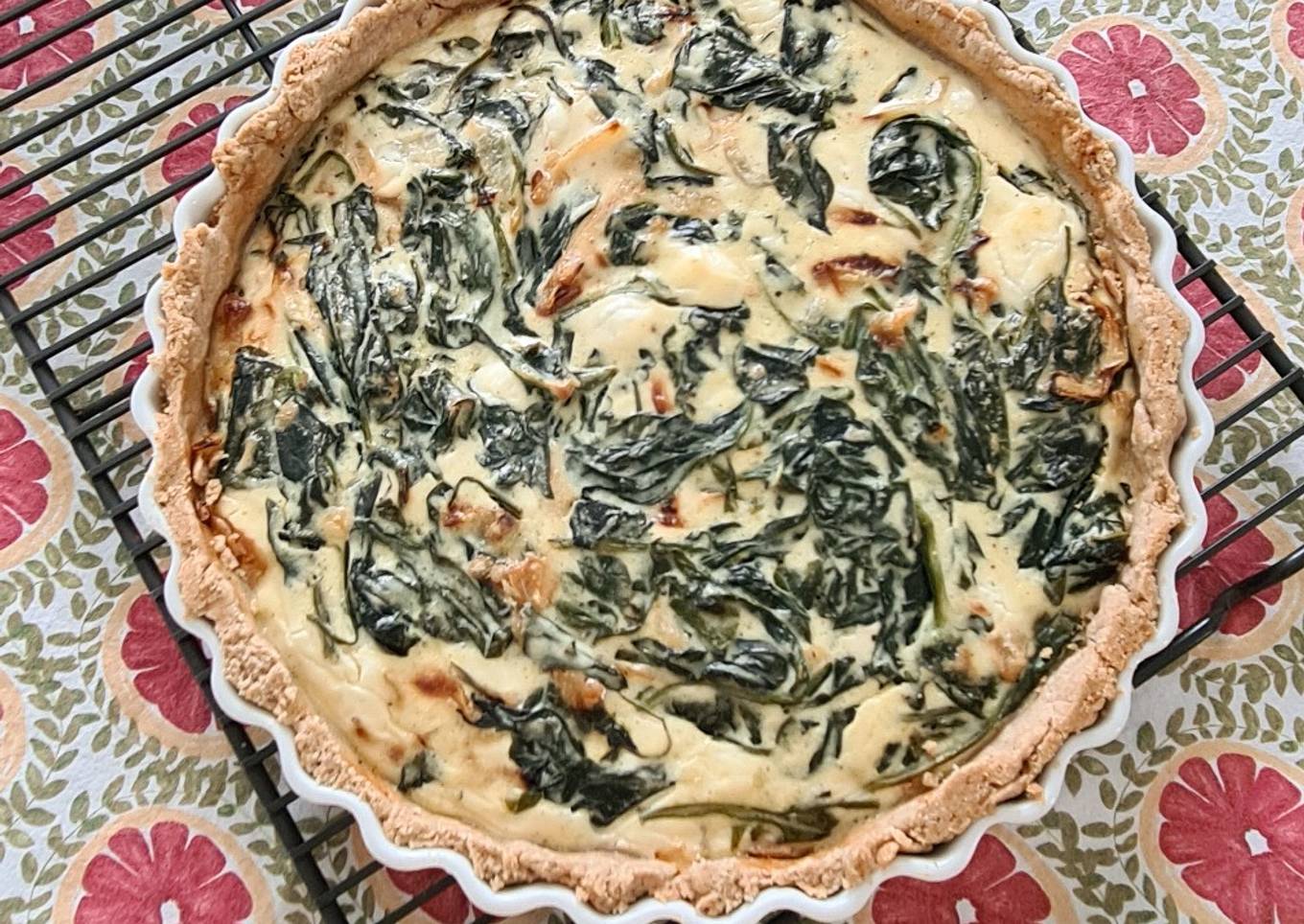 Quiche de espinacas, cebolla y queso de cabra