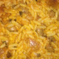 Jollof rice and beans A picture of Jollof rice and beans.