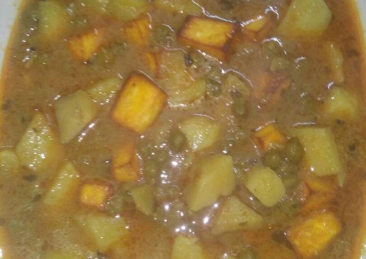 Recipe of Any-night-of-the-week Hara choliye paneer aloo ki sabji