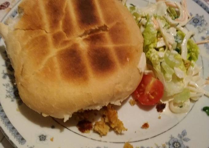 Vegetarian burger and salad