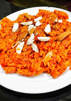 A picture of Carrot Halwa. (Gajar Halwa).