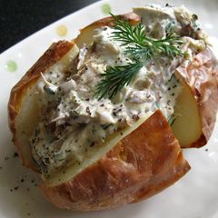 A picture of Mackerel & Sour Cream with Jacket Potato.
