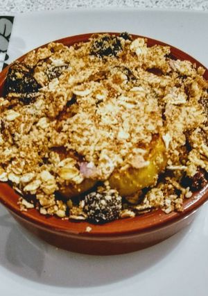 A picture of Individual Baked Apple, Honey & Cinnamon Crumble.