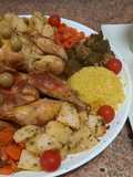 Pollo asado al horno con verduras
