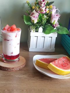 Foto resep Mohabbat Ka Sharbat (Rose Watermelon Milk Ice)