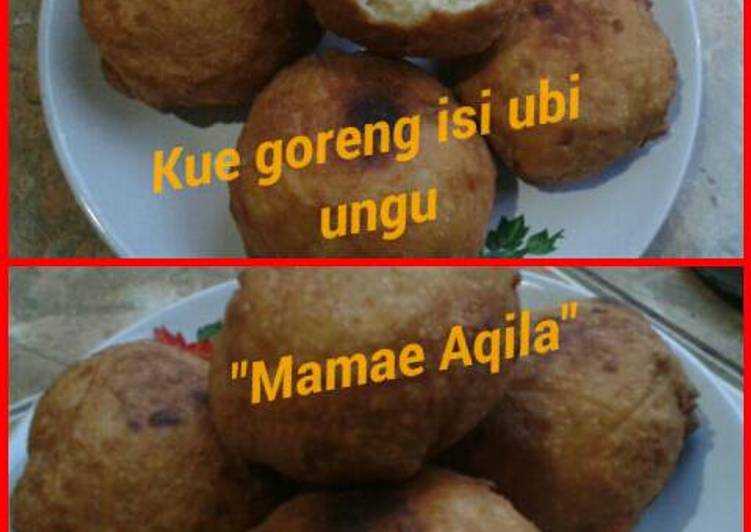 Proses mengolah Kue goreng isi ubi ungu yang Enak