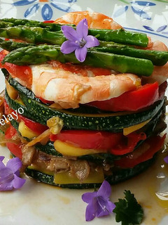 Una foto de Timbal tricolor de verduras