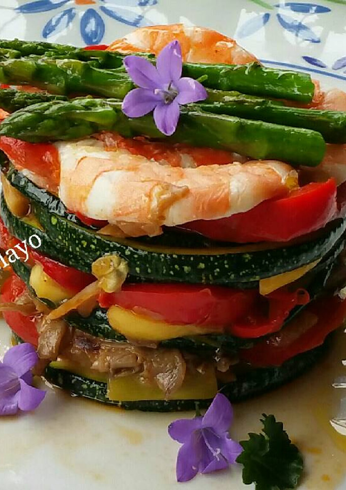 Una foto de Timbal tricolor de verduras
