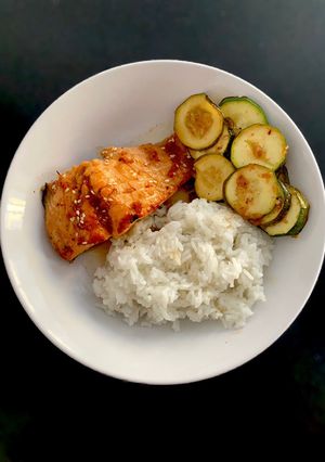 Foto resep Ikan salmon sehat zukini bakar oven kilat