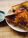 Vegetable toast sandwich with green chutney