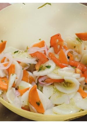 A picture of Tomato, Carrot and Cucumber Salad.
