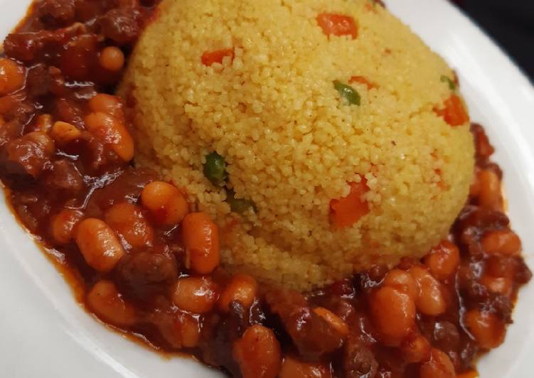 Steps to Make Perfect Couscous and baked beans sauce