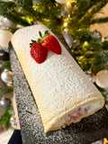 Tronco Navidad de nata y fresones