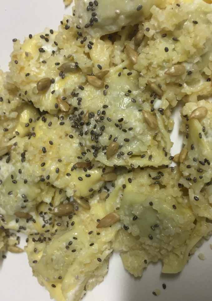 Una foto de Tortelinis con bulgur y queso
