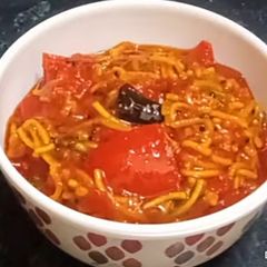 Sev tamatar sabji (kathiyavadi sabji) A picture of Sev tamatar sabji (kathiyavadi sabji).