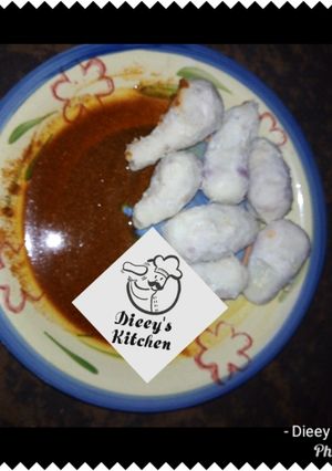 A picture of Cocoyam with pepper and oil.