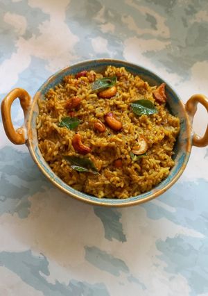A picture of Pudina (mint) Rice (tiffin recipe).