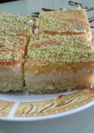 صورة لوصفة بسبوسة القشطه