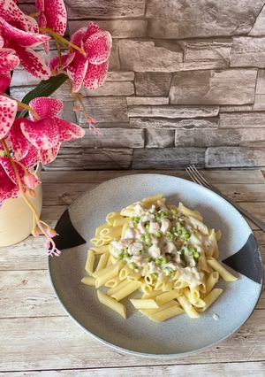 Zöldborsós Tejszínes csirke penne tésztával! recept fotója