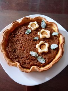 Una foto de Pumpkin pie. Tarta de calabaza - dulce