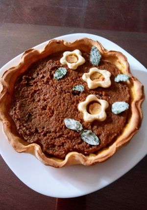 Una foto de Pumpkin pie. Tarta de calabaza - dulce