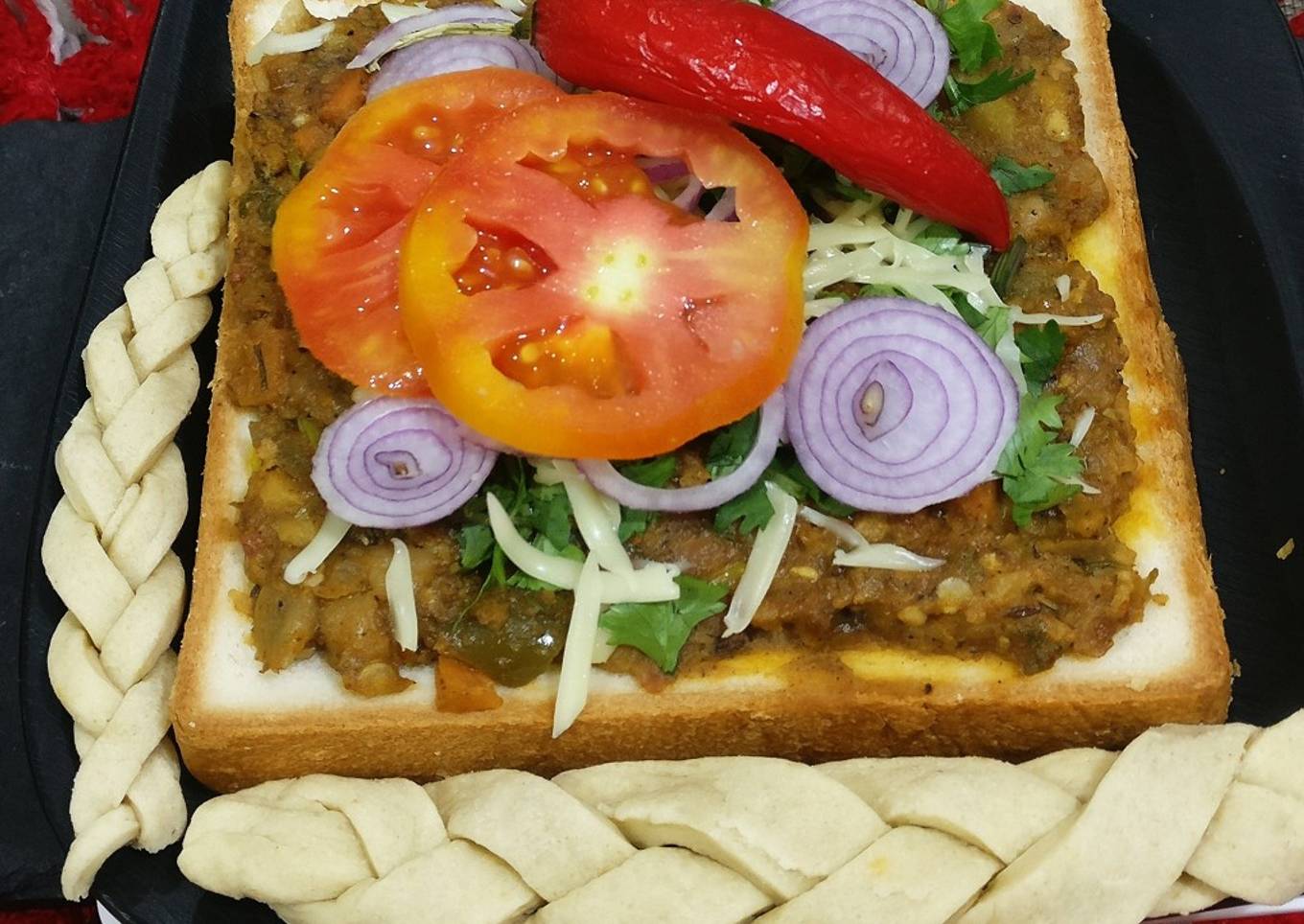 Pav bhaji open sandwich